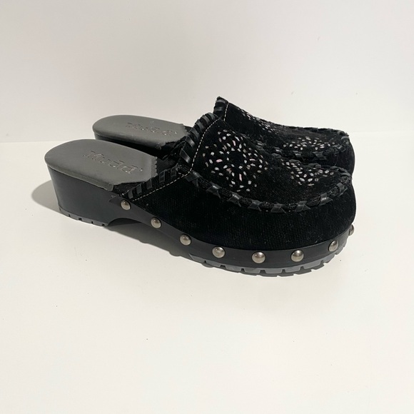 MUDD Vintage Y2K 90s Rosey Black Mule Clog Platform Chunky Slide Studded Shoe - Picture 4 of 11